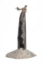 A splendid butterfly Brons op natuursteen (64 cm)